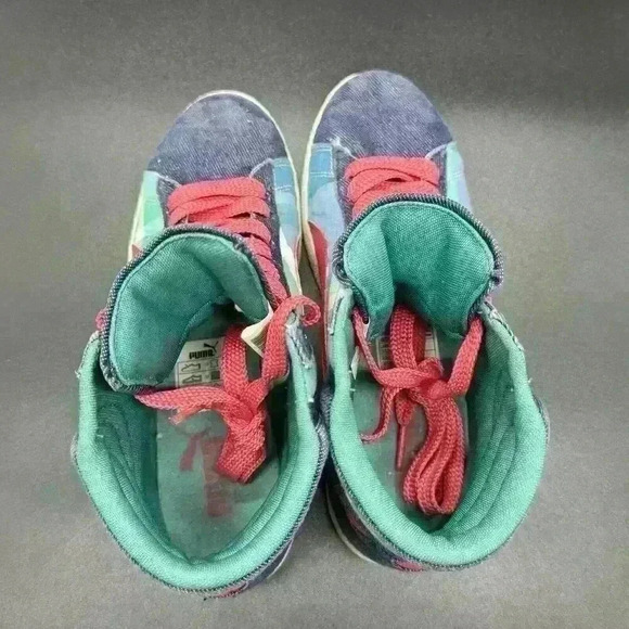 Puma First Round EX Mid Denim Plaid Coral Woman's Size 7 Casual Sneaker - Picture 7 of 9